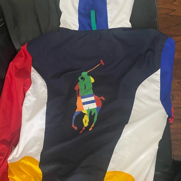 Polo Ralph Lauren Men's White Multi
Colorblock Hooded Windbreaker Jacket Mens - Picture 5 of 5